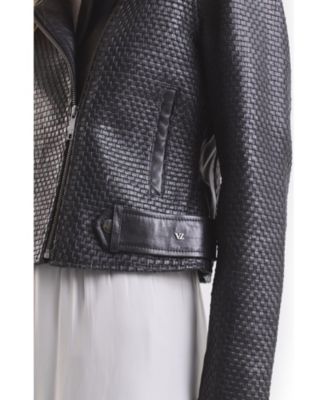 Women's Claire Leather Woven Biker Jacket