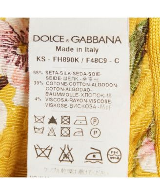 Women's Yellow Floral Print Silk And Cotton Knit Sleeveless Top