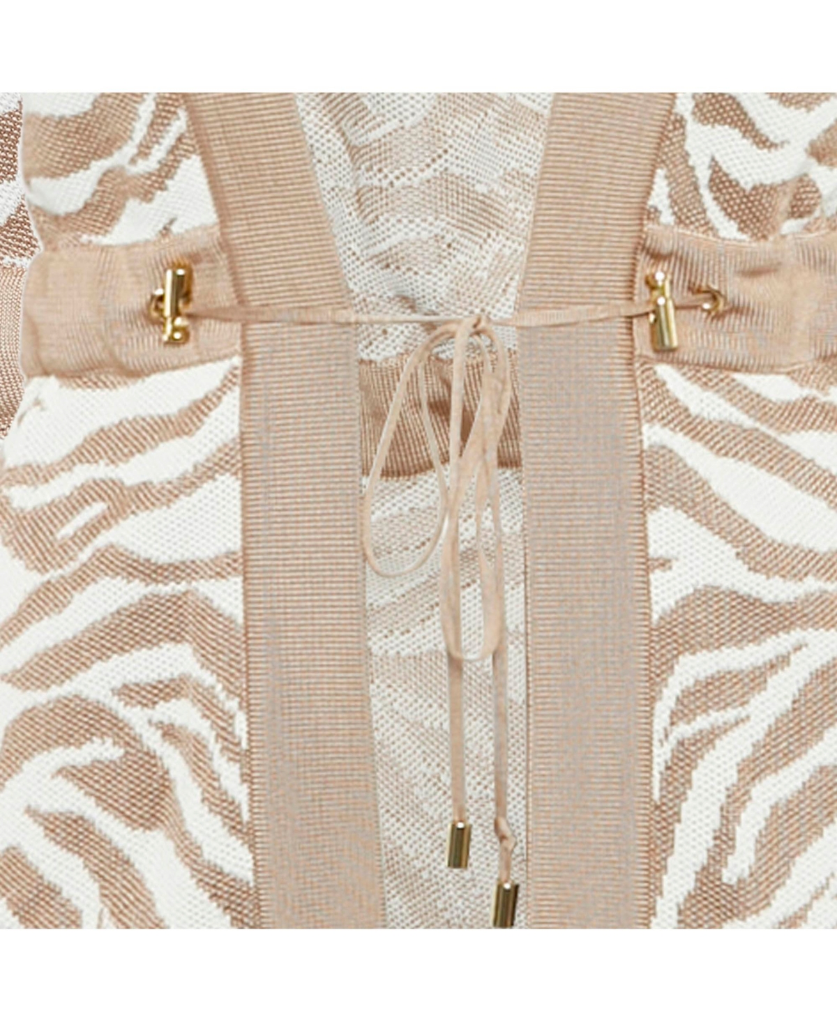 Pre-Owned Balmain Women's Beige/white Zebra Pattern Jacquard Knit Drawstring Detail Cardigan