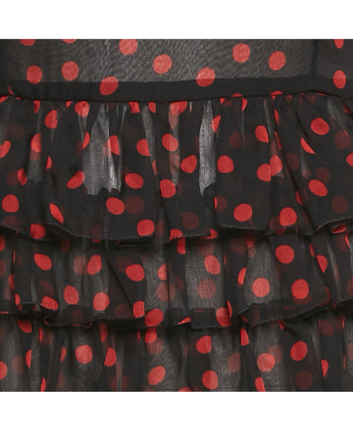 Pre-Owned Dolce & Gabbana Women's Black Polka Dots Silk Tiered Maxi Dress