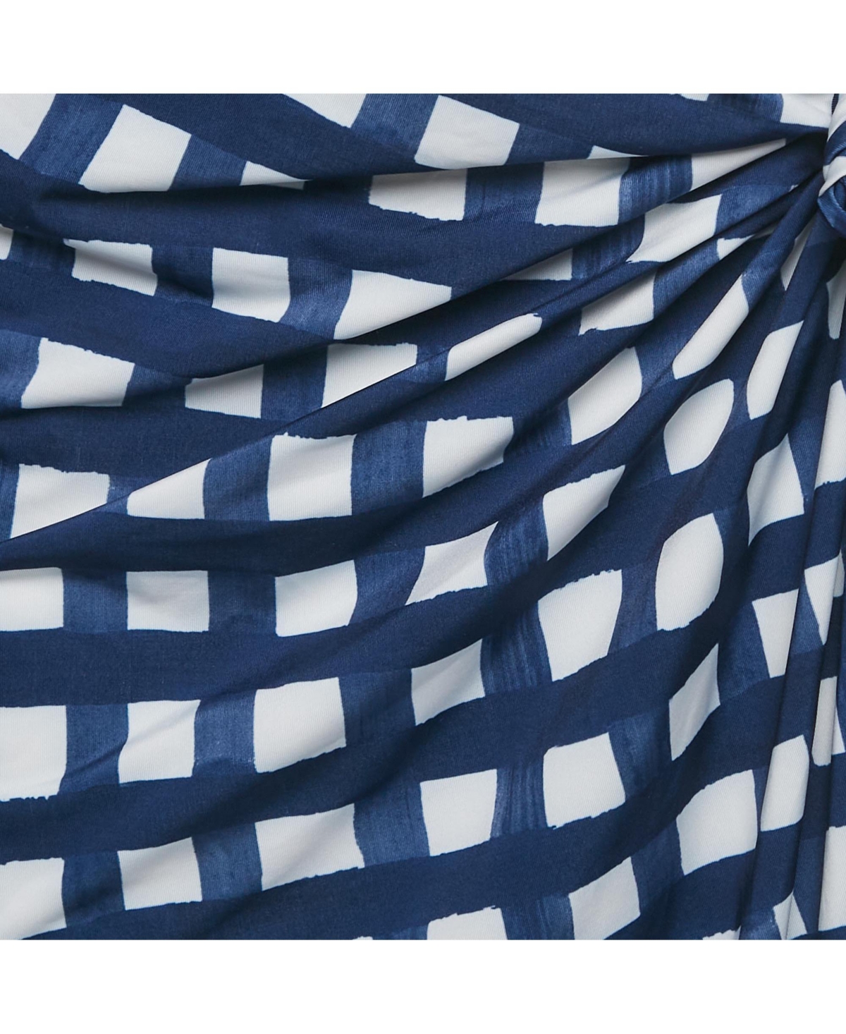Pre-Owned Jacquemus Women's Navy Blue/white Checkered Silk Blend & Jersey Crop Top & Skirt Set