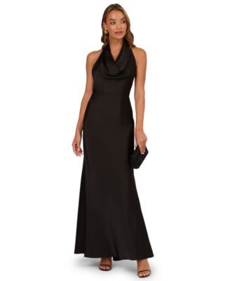 Women's Satin Cowl Neck Long Dress