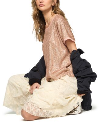 Women's Sequin Short-Sleeve Top