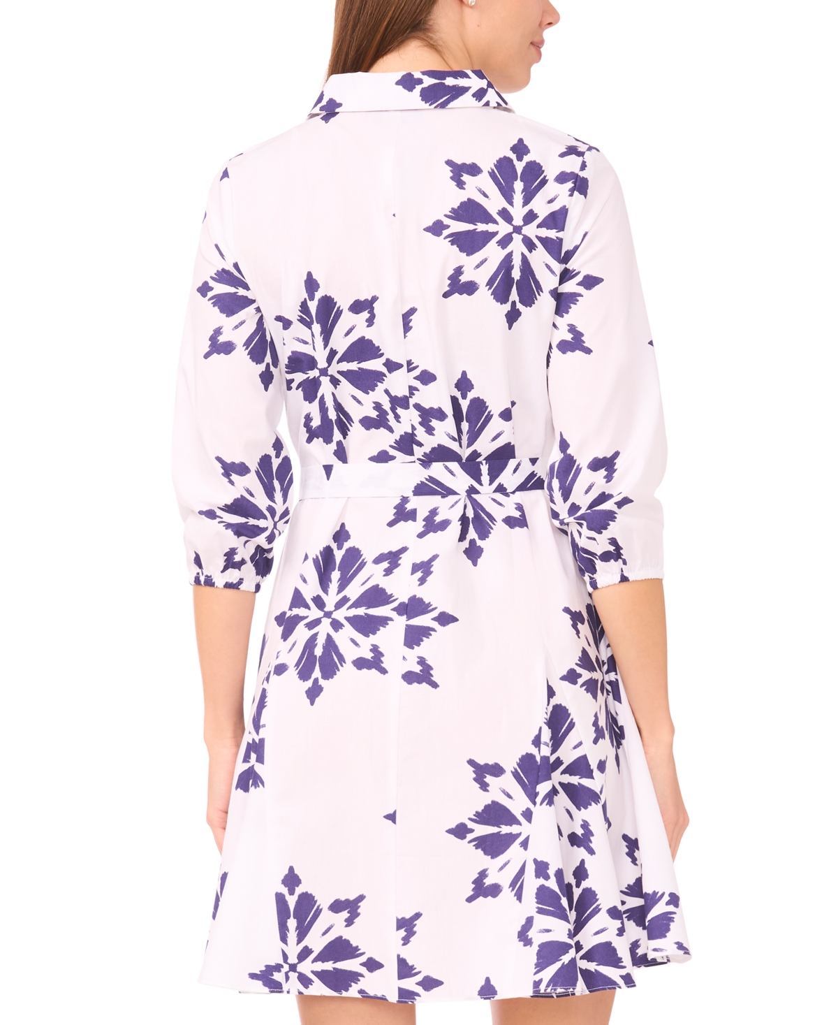 Msk Petite Collared Button-Front Shirt Dress