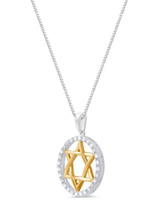 Diamond Star of David Pendant Necklace (1/4 ct. t.w.) in Sterling Silver & 14k Gold Plated Sterling Silver