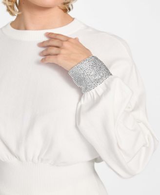 Women's Posa Long-Sleeve Bling Cuff Sweater