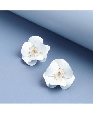 White Flower Stud Earrings