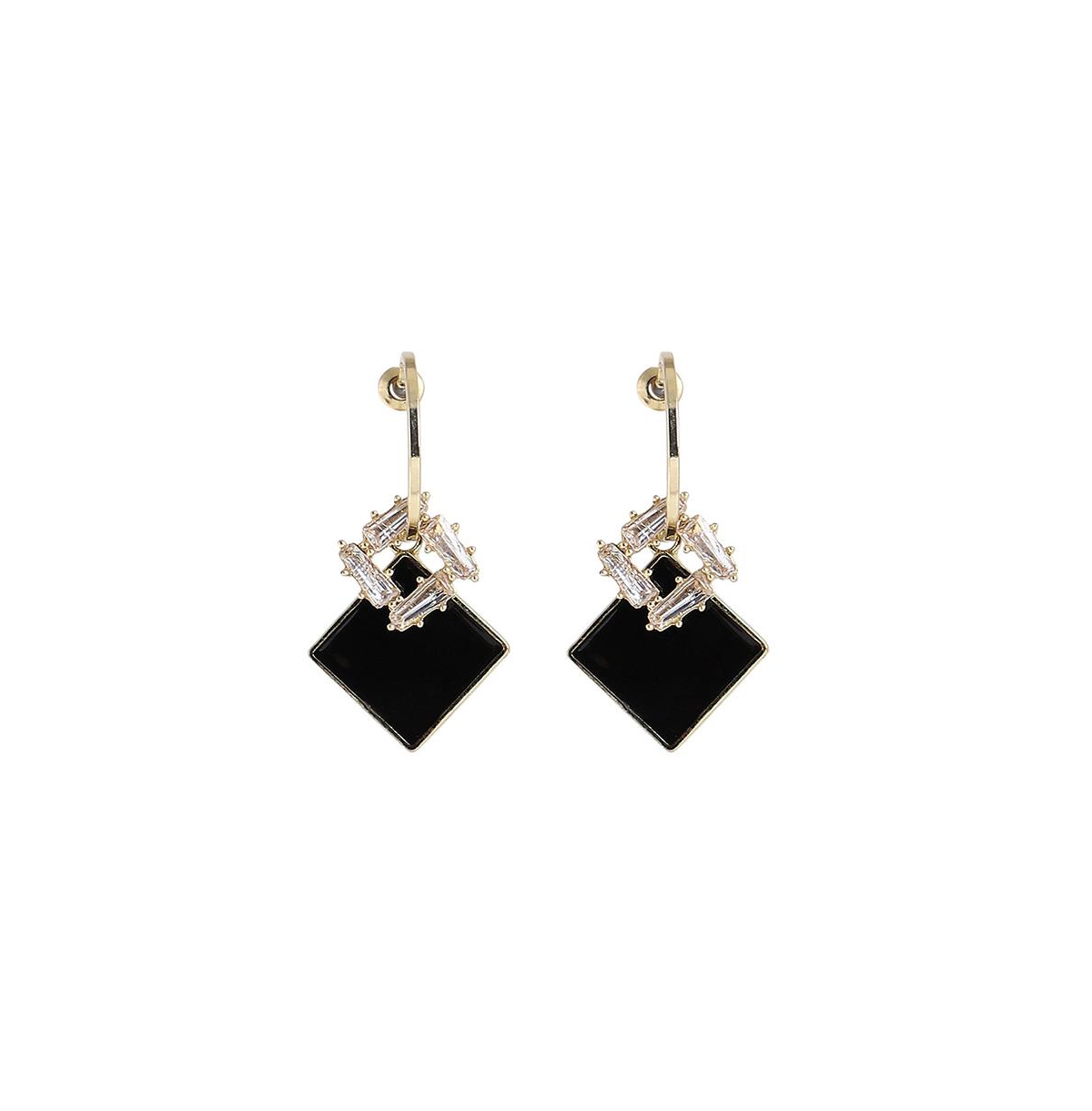 Sohi Women's Gold Rhombus Drop Earrings