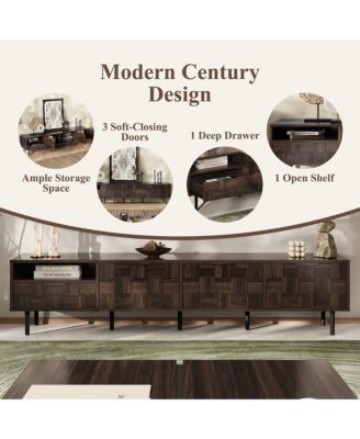 78" Mid Century Modern TV Stand with Storage Cabinets