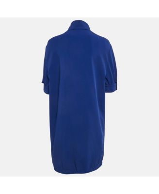 Women's Royal Blue Stretch Crepe Zip Detail Short Dress