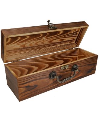 Wooden Storage Box, Walnut Stained Burnt Wood Finish