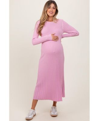 Maternity Thick Ribbed Knit Maxi Sweater Dress
