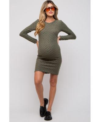 Maternity Olive Soft Brushed Knit Long Sleeve Dress