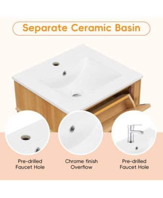 Solid Wood Vanity with Sink Adjustable Shelf Tilt-Out Drawer