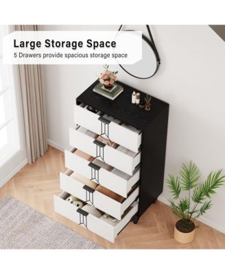 5 Drawer Dresser with Vintage Pattern Design, Modern and Stylish Dresser