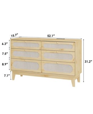 6 Drawer Dresser for Bedroom, Wide Modern Chest of Drawers