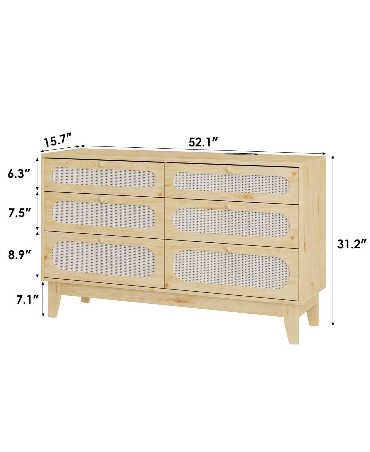 Gaomon 6-Drawer Wide Modern Wood Chest of Drawers for Bedroom