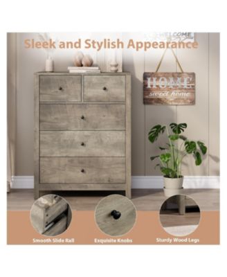 5 Drawer Dresser for Bedroom, Modern Tall Dresser Organizer with Storage Drawers