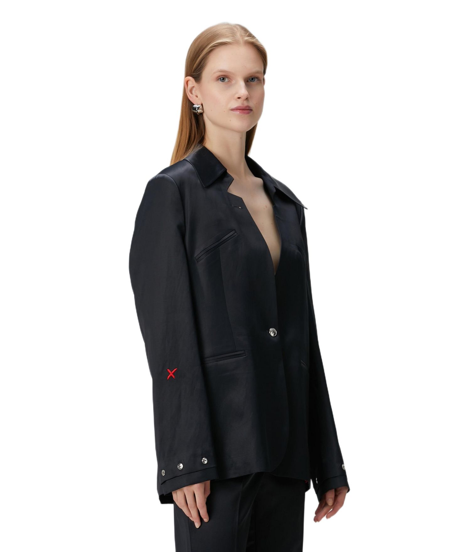 Женский пиджак PCFG Linen-Blend Tailored Blazer, цвет: Угольно-чёрный — фото 3