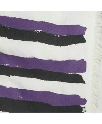 Women's Black /purple Striped Hemp Blend Wrap Midi Skirt