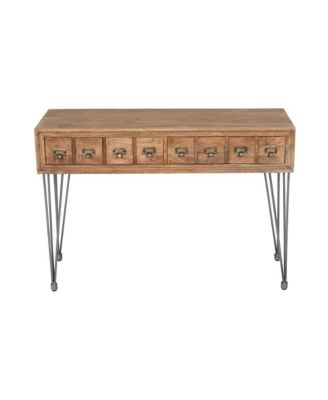 American Vintage Solid Wood Sofa Table with Apothecary Drawers