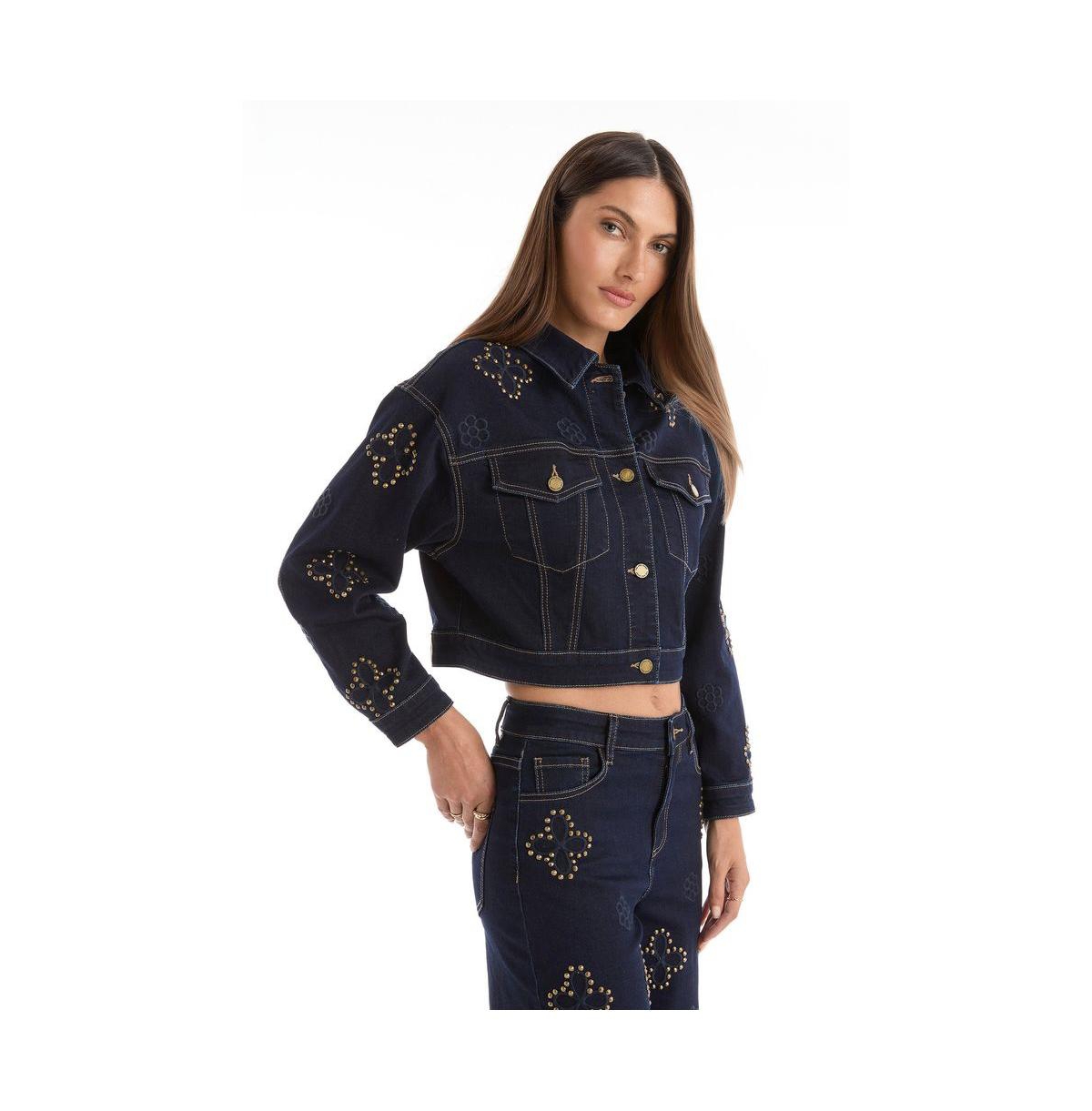 The Noli Shop Women's Kaia Studded Jacket - Indigo