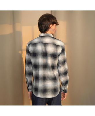 Men's Charcoal Black & Ivory White Ombre Buffalo Check Shirt