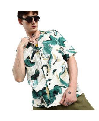 Men's Emerald Green Oversized Swirl Strokes Shirt