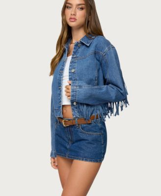 Womens Maurice Fringed Denim Jacket