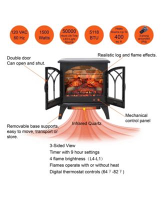 24 inch 3D Flame Electric Infrared Quartz Fireplace Stove with remote control