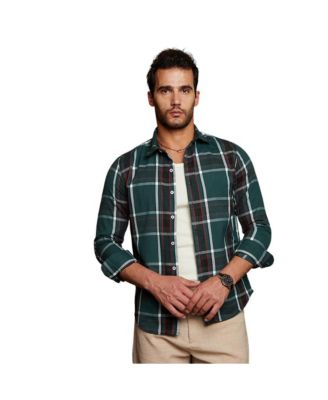 Men's Ecru Beige & Midnight Black Withering Flora Imprint Shirt