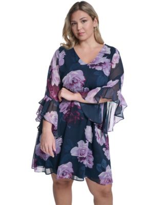 Plus Size Printed V-Neck Dress