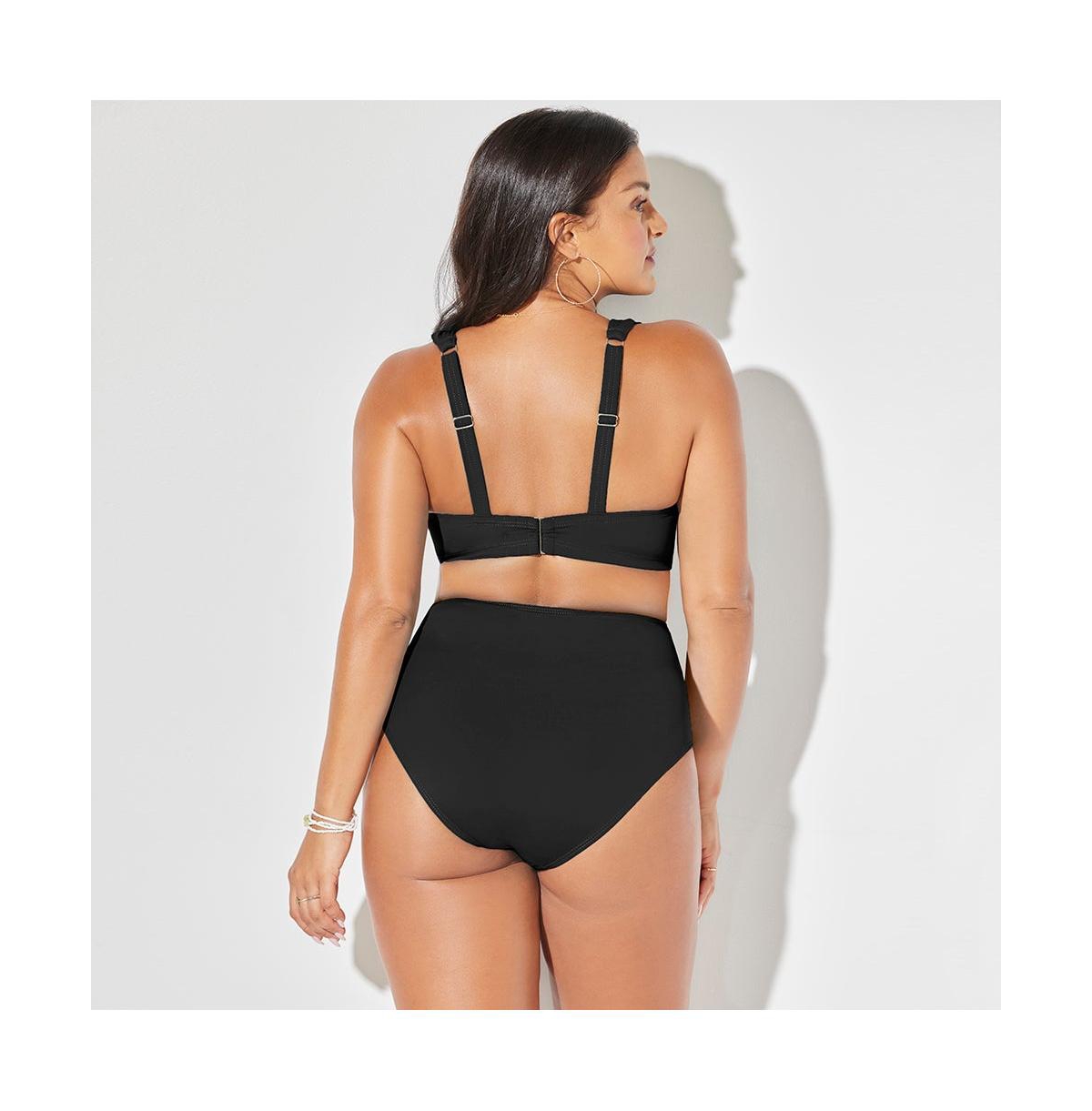 Swimsuits for All Women's Bra Drape Front Underwire Bikini Top