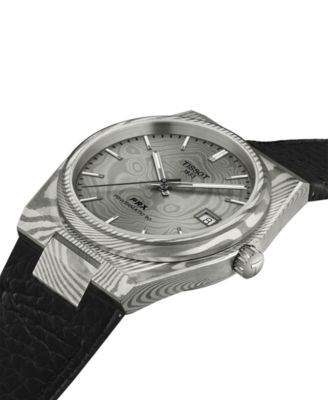 Unisex Black Leather Bracelet Watch, 38mm