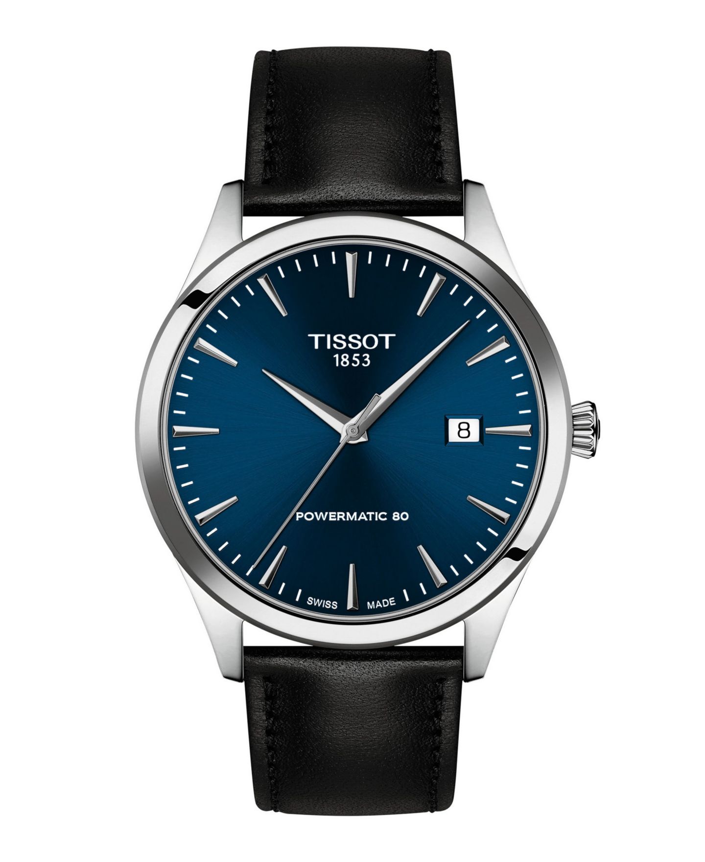 Мужские часы Tissot Black Leather Bracelet Watch, 40mm — фото 1