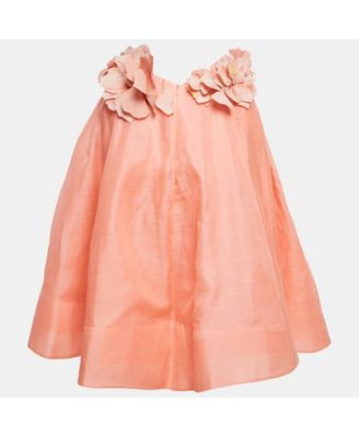 Women's Coral Pink Linen Blend Natura Strapless Mini Dress