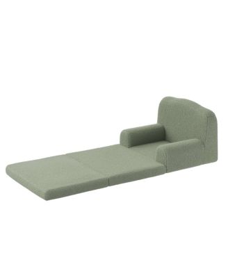 Kids Sofa Chair, Sherpa Convertible Toddler Couch with Washable Cover, Crown Design Comfy Children's Reading Chair