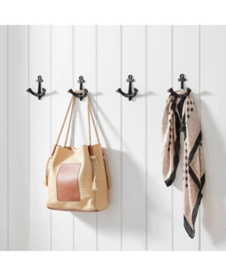 4 Piece Anchor Two-Prong Decorative Wall Double Hook Set