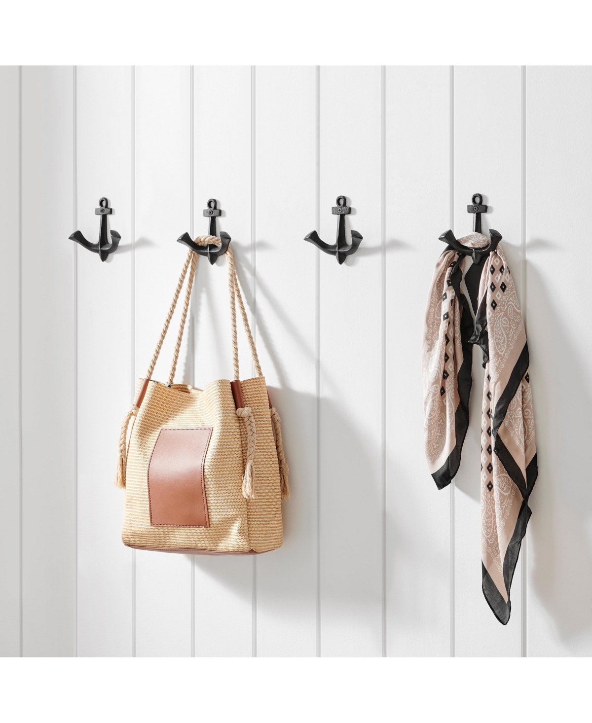 Danya B 4 Piece Anchor Two-Prong Decorative Wall Double Hook Set