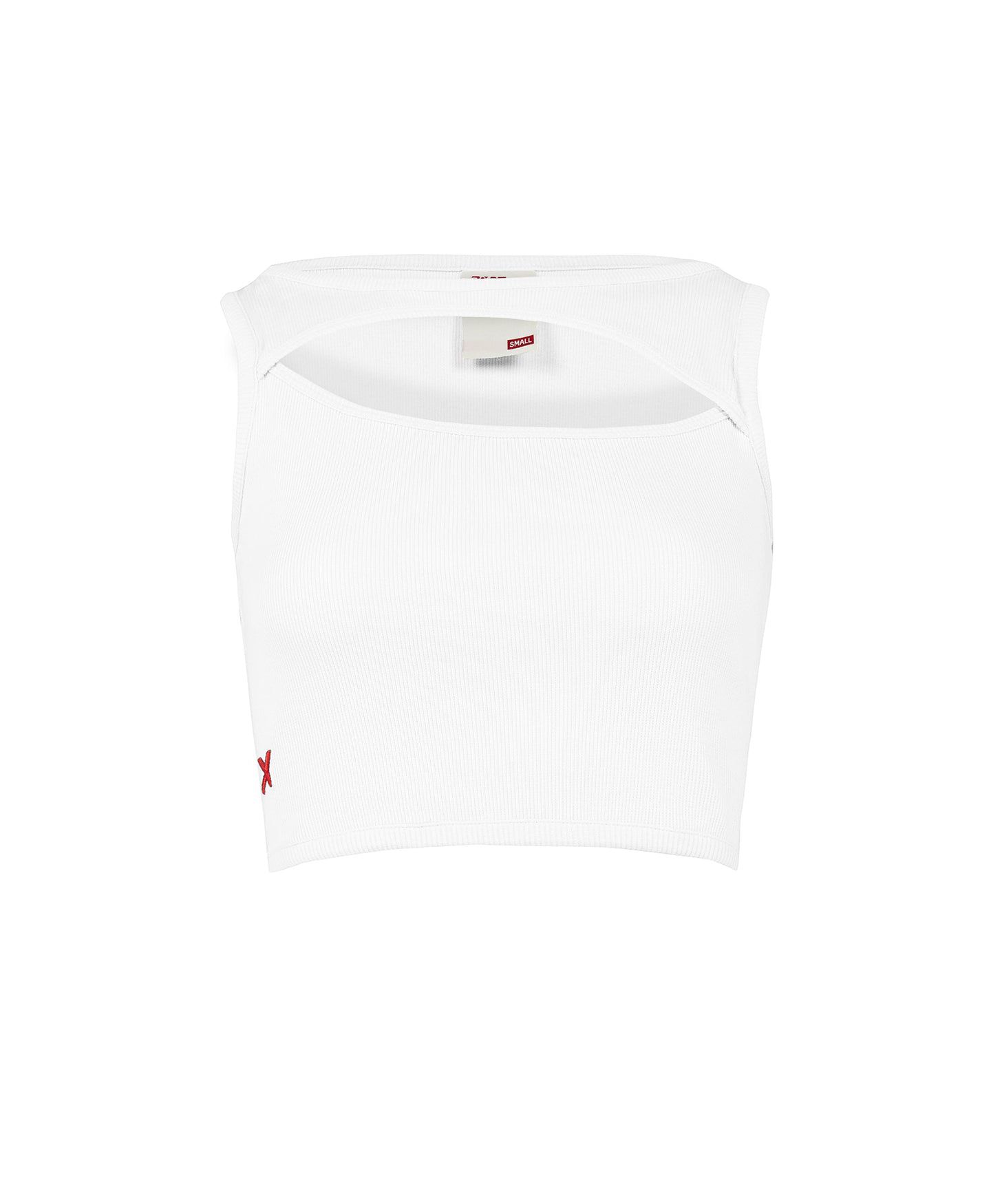 Женский топ PCFG Ribbed Stretch Cotton-Blend Cropped, цвет: Blanc De Blanc — фото 4