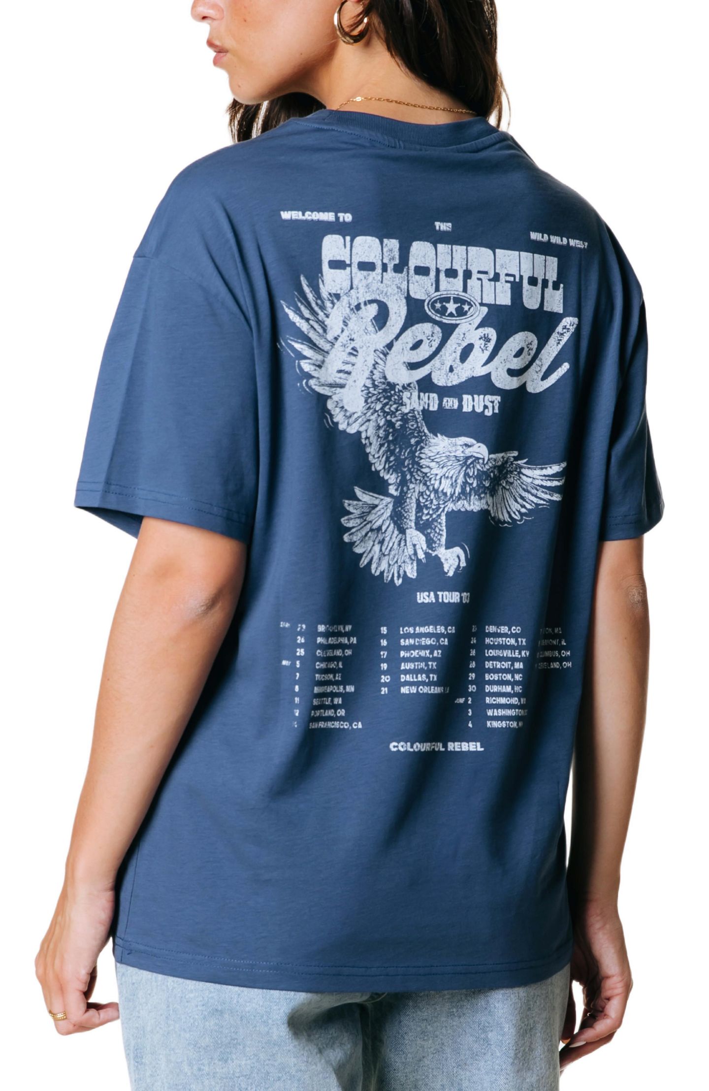 Женская футболка Colourful Rebel Sand and Dust Tour Loosefit, цвет: Средний синий — фото 2