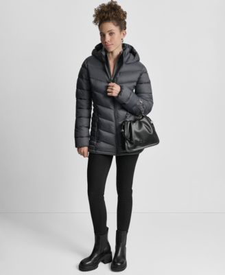 Women's Chevron-Quilted Full-Zip Puffer Jacket