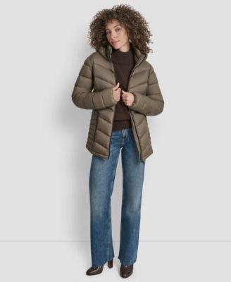 Women's Chevron-Quilted Full-Zip Puffer Jacket