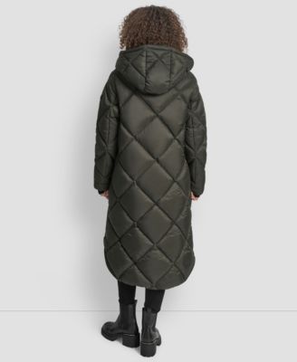 Women's Diamond Quilted Hooded Puffer Coat