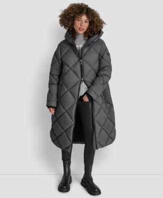 Women's Diamond Quilted Hooded Puffer Coat