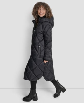 Women's Diamond Quilted Hooded Puffer Coat