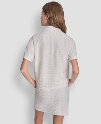 Women's Logo Jacquard Boxy Polo Collared Tee