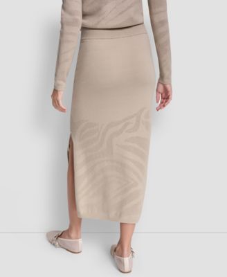 Women's Engineered Zebra Pointelle Stitch Midi Skirt