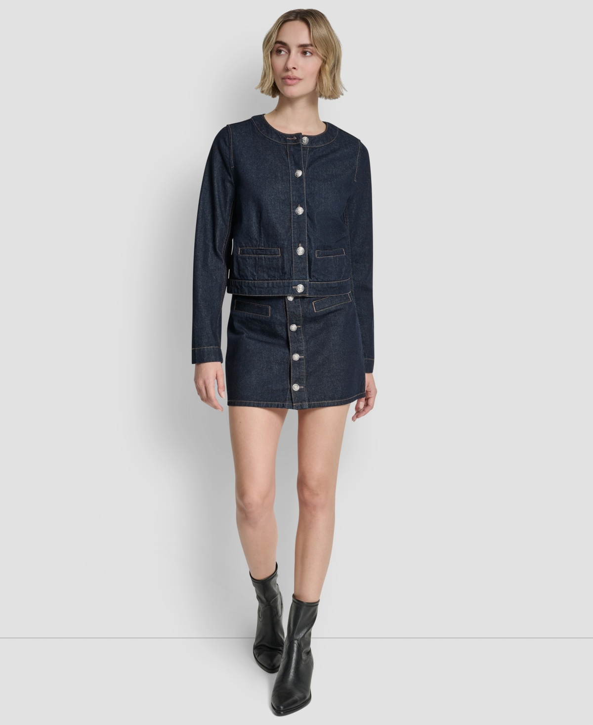 Dkny Jeans Women's Crewneck Denim Jacket