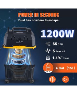 Wet Dry Vac, 4 Gal 5 Peak HP, 3-in-1 Shop Vacuum with Blower, Portable Attachments for Floor, Upholstery, Gaps, Car Cleaning, ETL Listed